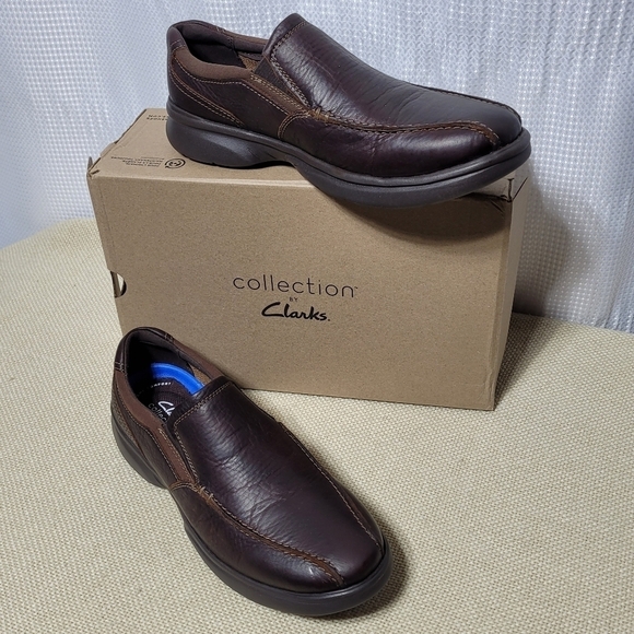 Clarks Bradley Brown Leather Slip-On Men's (10.5 Wide) - Picture 2 of 15